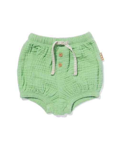 short bouffant nouveau-né mousseline rayures vert