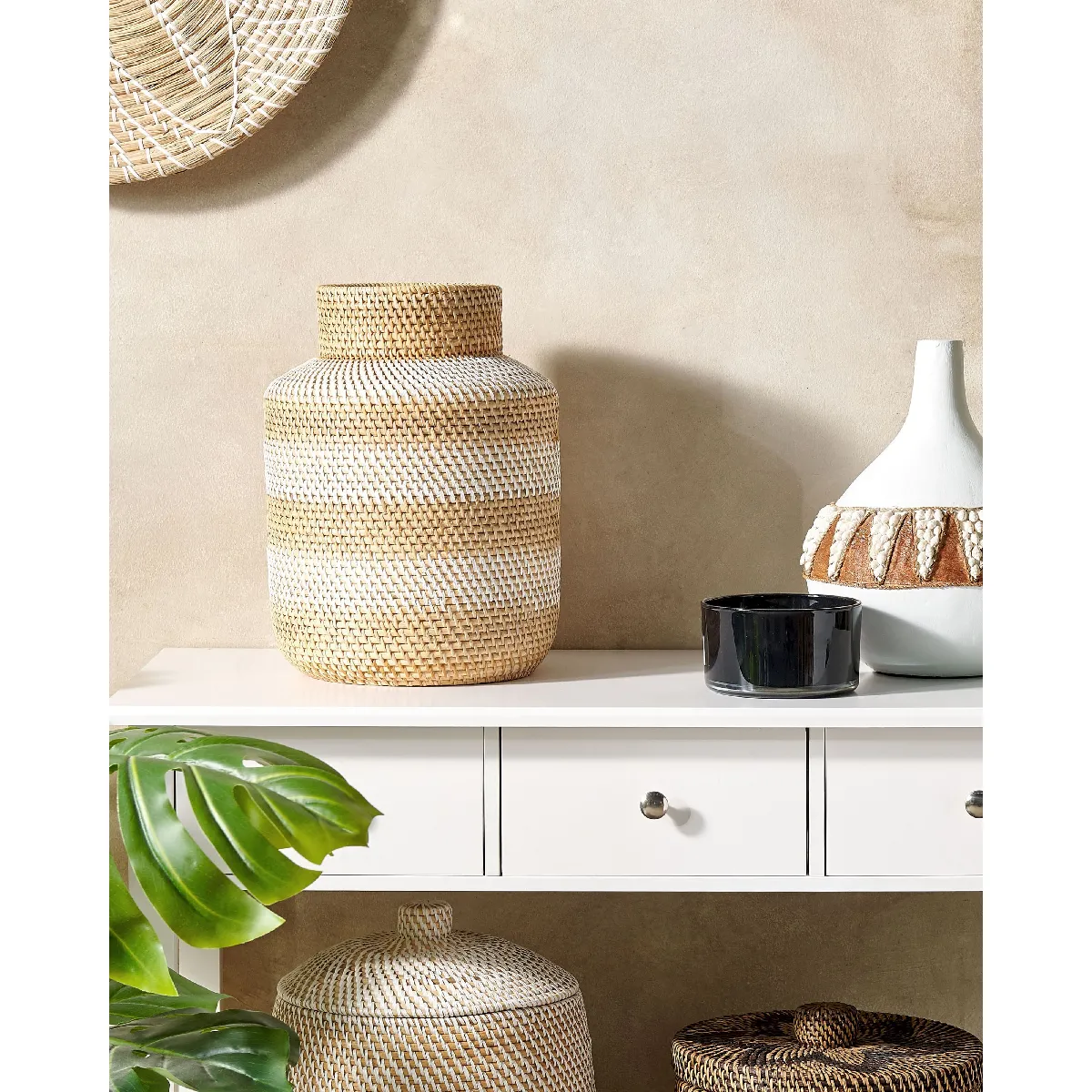 Beliani Vase Décoratif RENUN Rotin 36cm