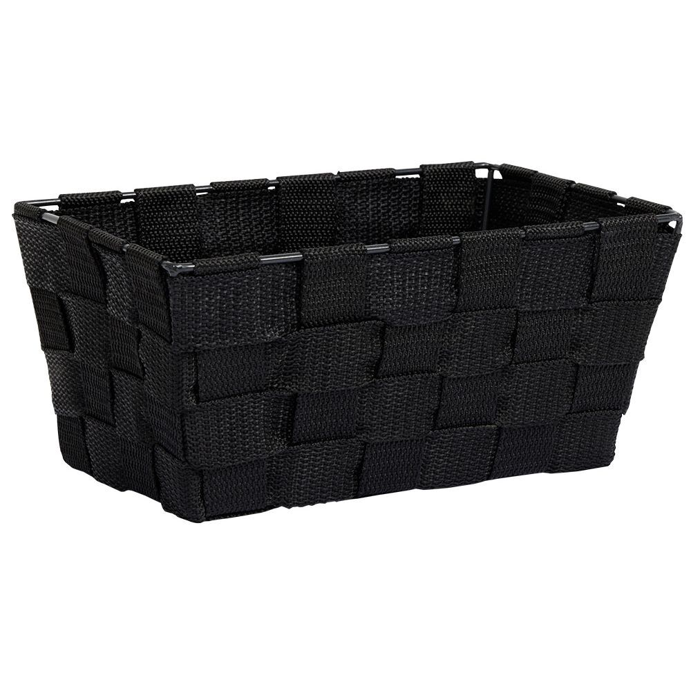 Panière de rangement carrée tissu tressé gris 21,5x21,5xH12cm