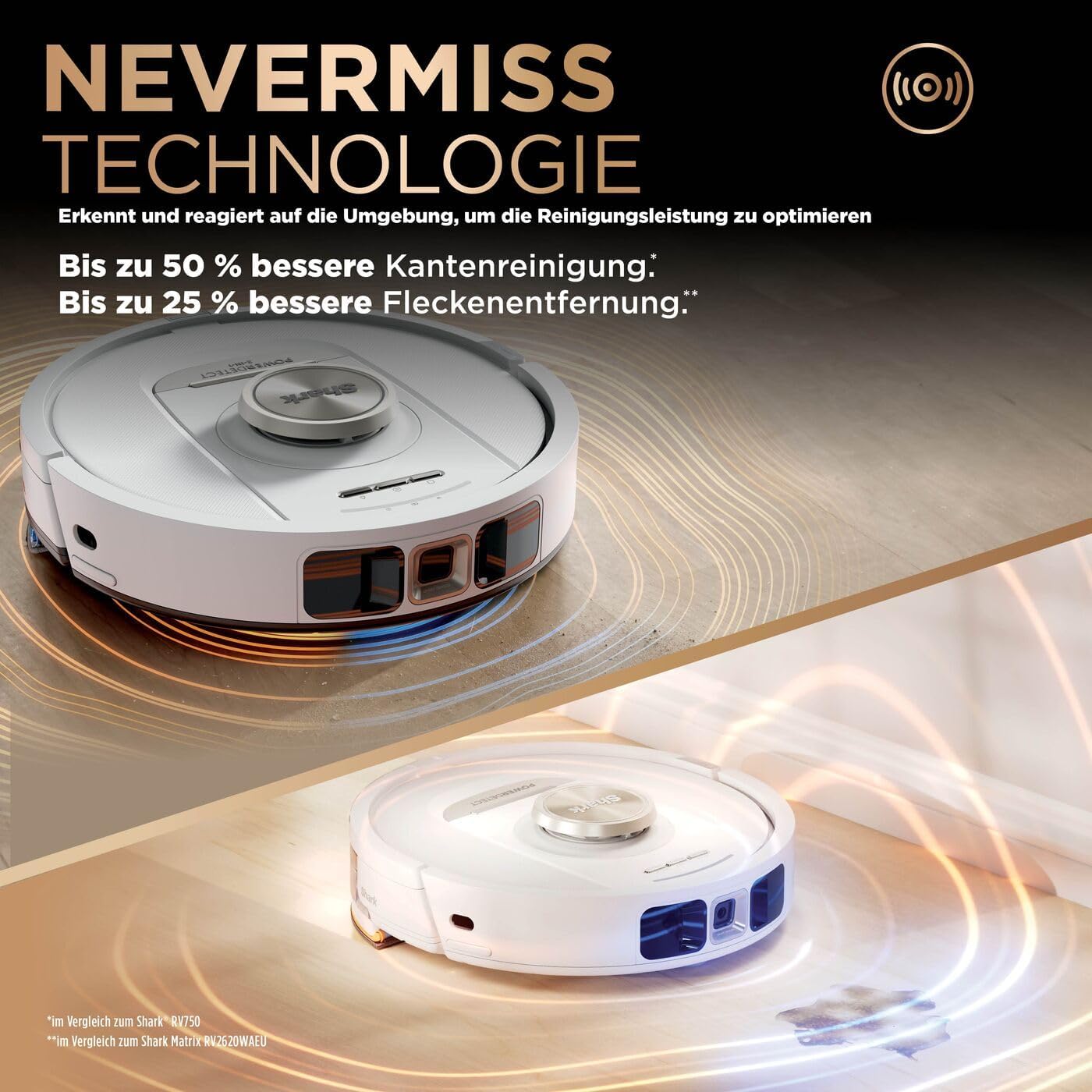 Shark PowerDetect 2-in-1-Saug- & Wischroboter, NeverTouch Pro 60 Tage, Selbst-Entleerung, Befüllung & -Reinigung, 3D- & LiDAR-Navi, NeverStuck-Hindernisumgehung, App-Steuerung, Weiß, AV2820ZEEUWH