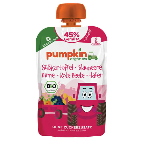Pumpkin Organics BIO Quetschie Süßkartoffel, Blaubeere, Rote Beete, Hafer
