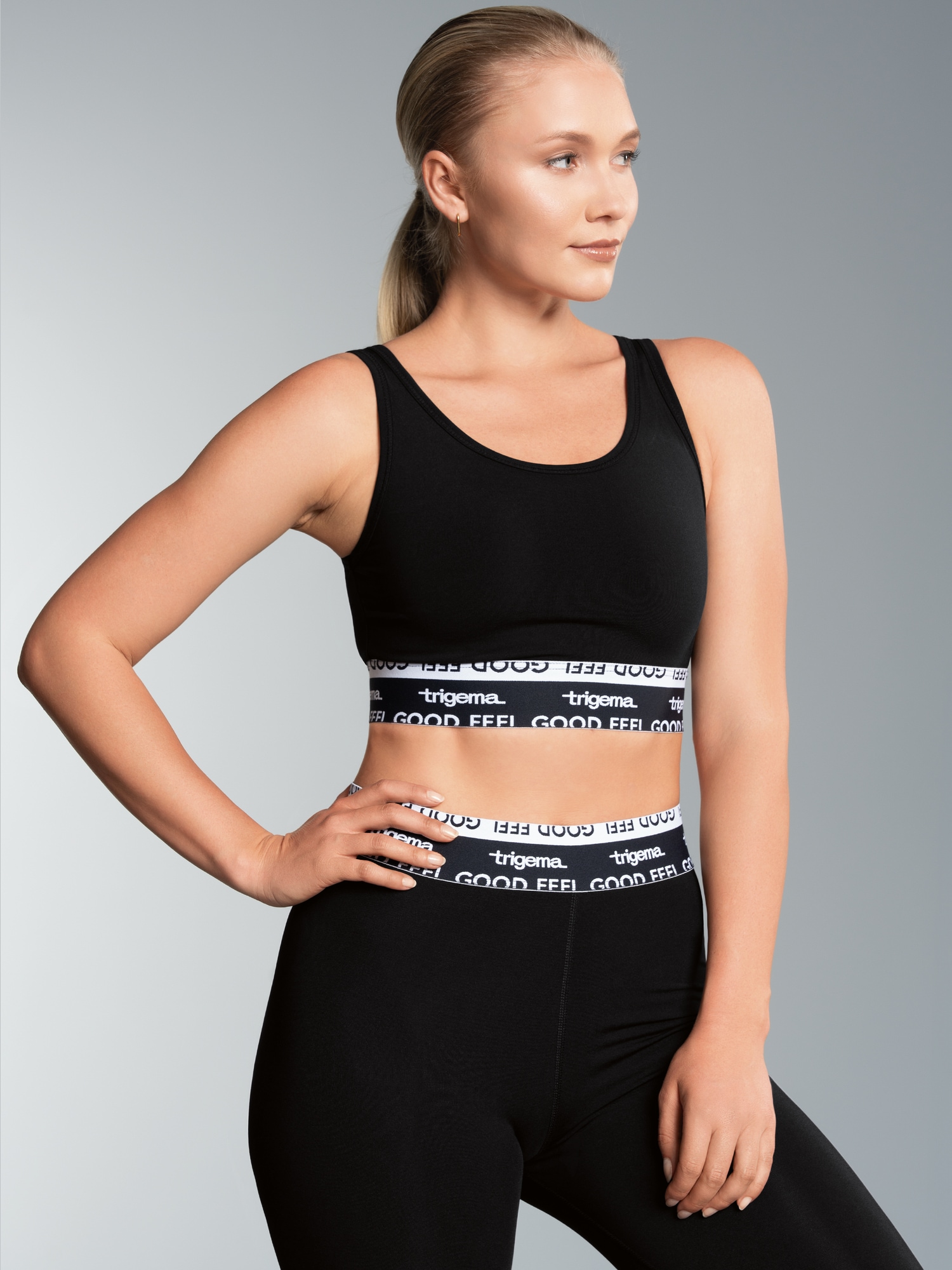 Sport-Bustier mit Elastikbund Schwarz
