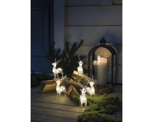 Set van 5 lichtgevende figuren Konstsmide LED acryl rendier, 4 m lang, warm wit licht