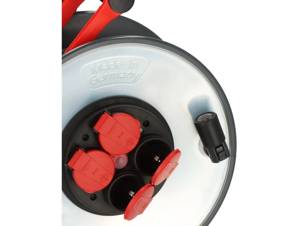 Brennenstuhl 9191330210, Sort, Rød, Hvid, Stål, 4 AC stikkontakt(er), 33 m, IP44, 305 mm