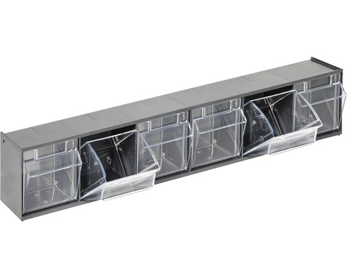 INDUSTRIEEL klein materiaalmagazijn, 6 vakken, 60 x 11,3 x 7,5 cm, antraciet