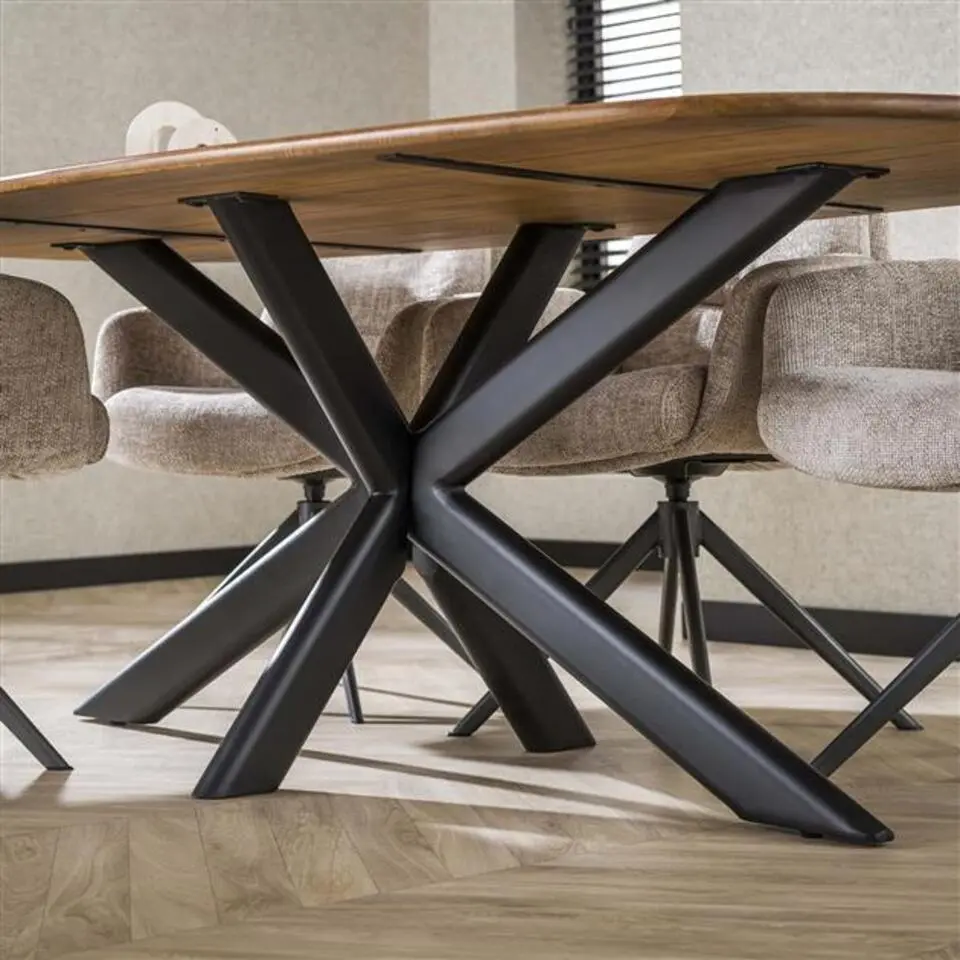 Hoyz Collection - Eetkamertafel 180cm Cliff Ovale Buis - Massief Mango Zandkleur