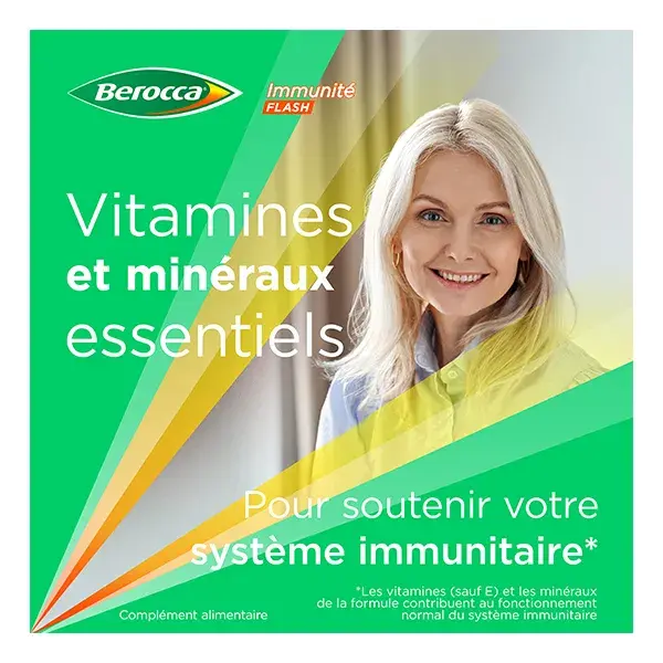 Berocca Flash Imunidade Vitamina D e C Zinco Ferro 30 comprimidos efervescentes