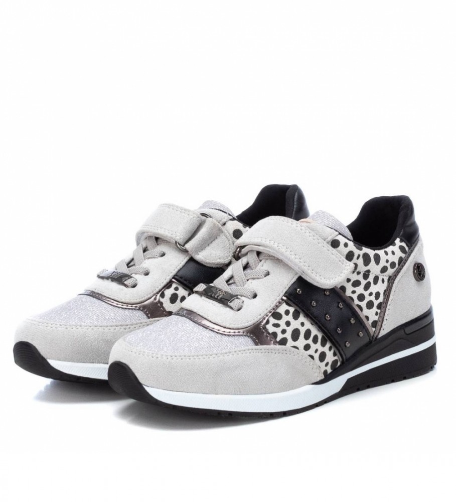 Tênis infantil de couro Xti 150184 cinza