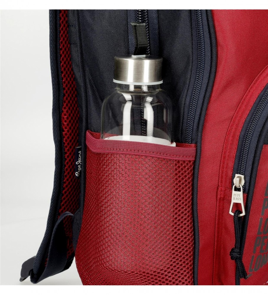 Pepe Jeans Mochila escolar dos compartimentos Pepe Jeans Clark 40cm con carro rojo