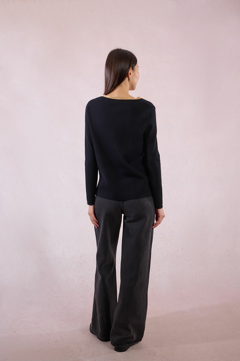 MOLLY BRACKEN<br>Suéter com gola iridescente