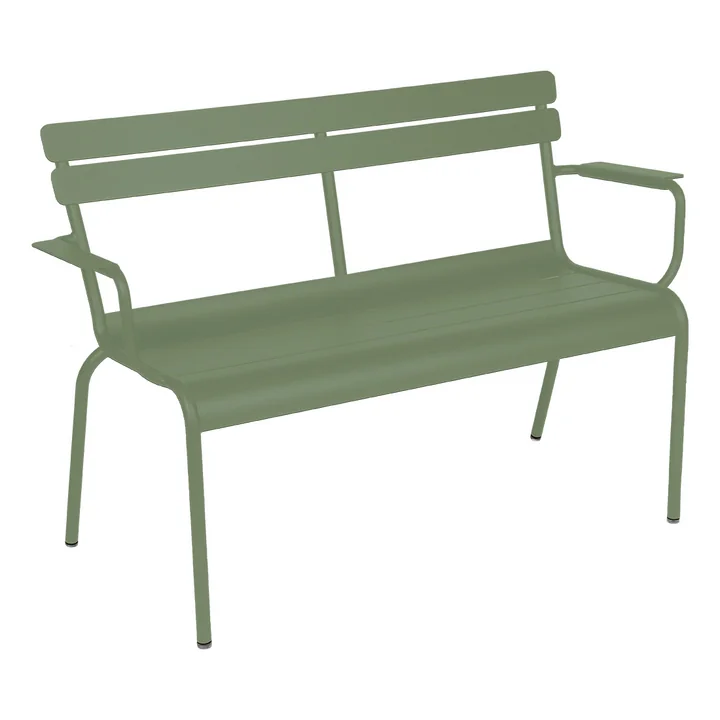 Fermob - Luxembourg Gartenbank mit Armlehne, 2-Sitzer, kaktus