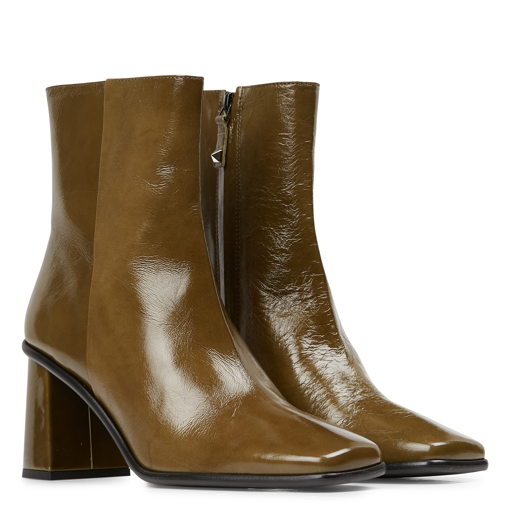 Bottines en cuir vernis| Vert