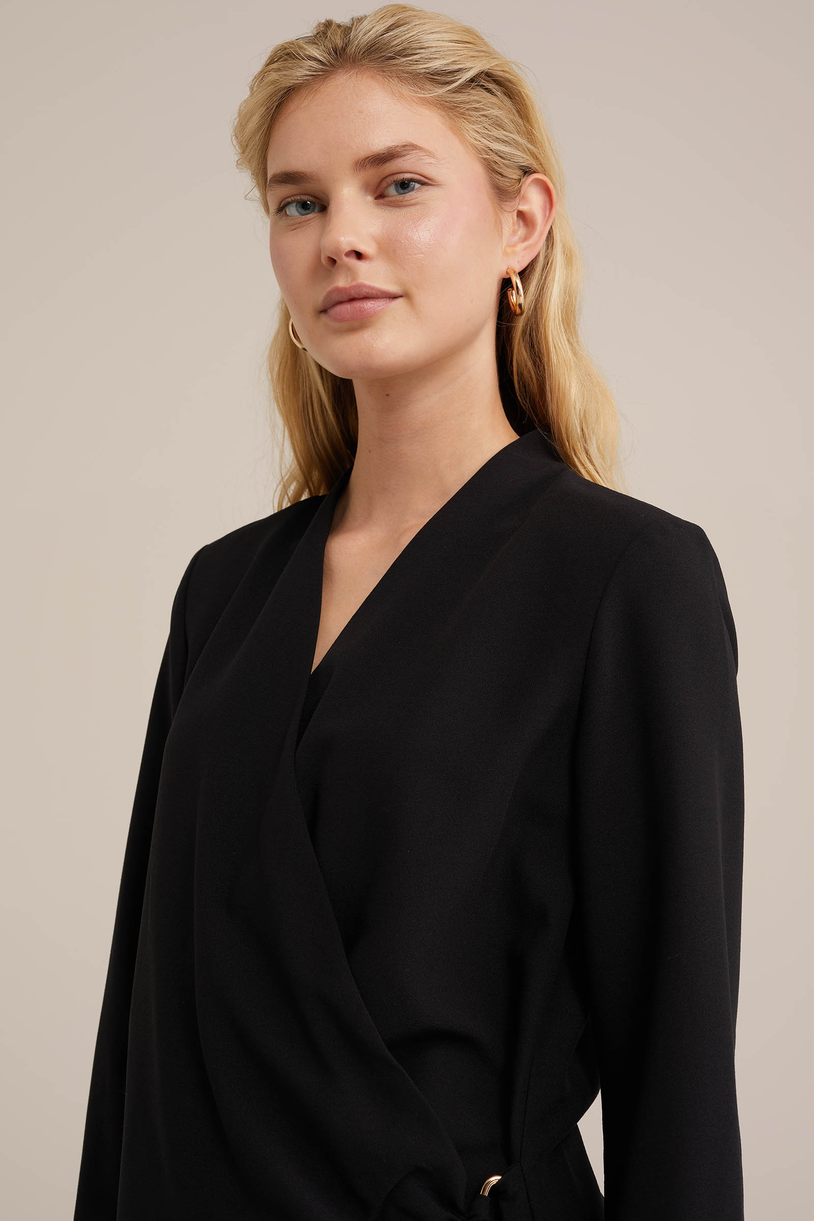 blouse met sluitdetail WE Fashion Zwart