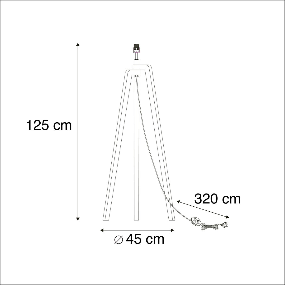 QAZQA - Moderne vloerlamp | Staande lamp | Vloerlamp | Lamp | Lamp, Wit, zonder kap - Puros | Woonkamer | Slaapkamer - Houten, Langwerpig - LED-compatibel, E27