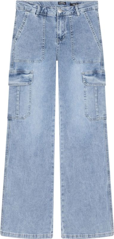 Indian Blue Jeans Meisjes jeans broek cargo wide fit - Licht blauw denim