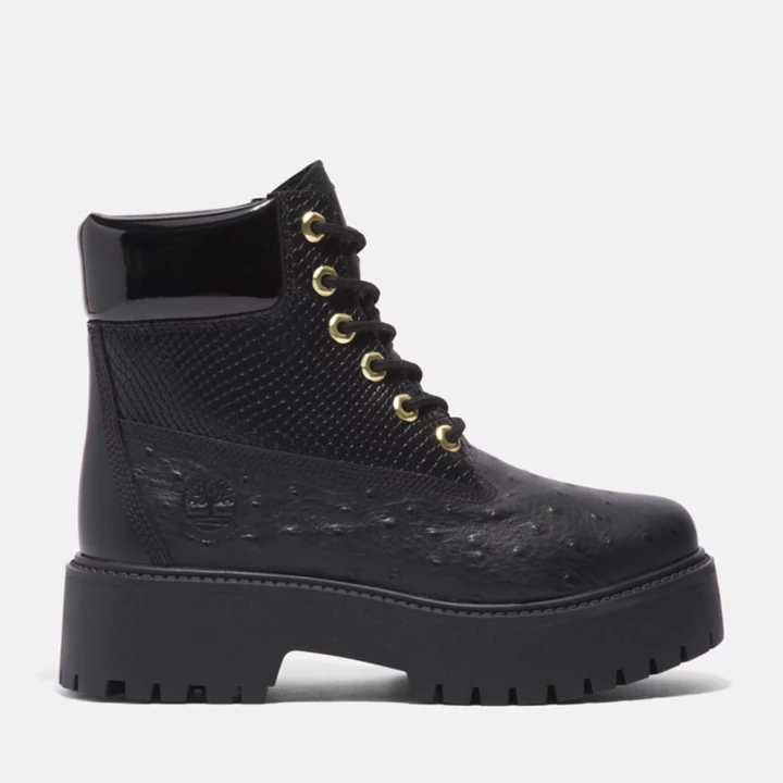 Bota de plataforma Timberland Premium Stone Street para mulheres, na cor preta.