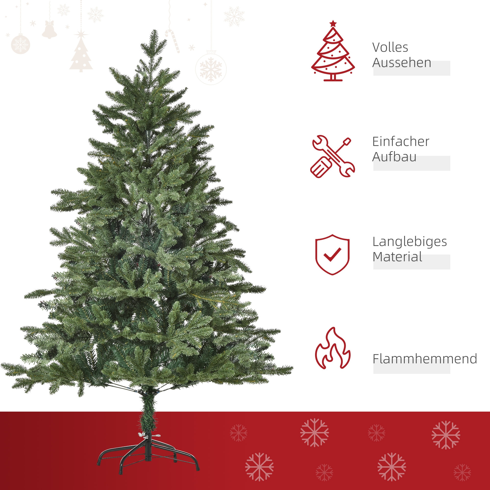 HOMCOM Künstlicher Weihnachtsbaum Mit Sockel grün Ø75 x 150H cm