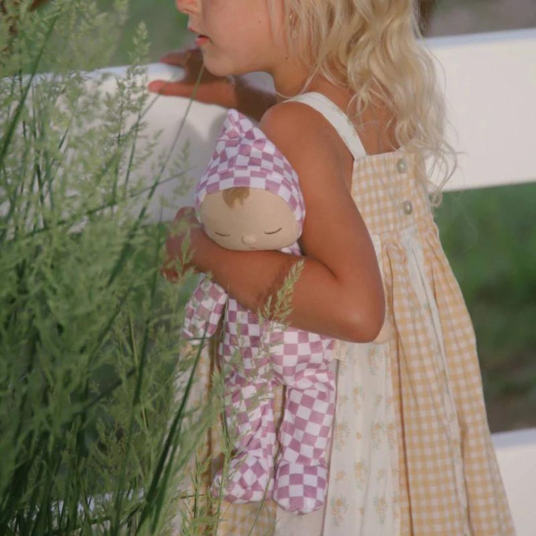 Olli ella dozy dinkum doll - twinkle - plum check