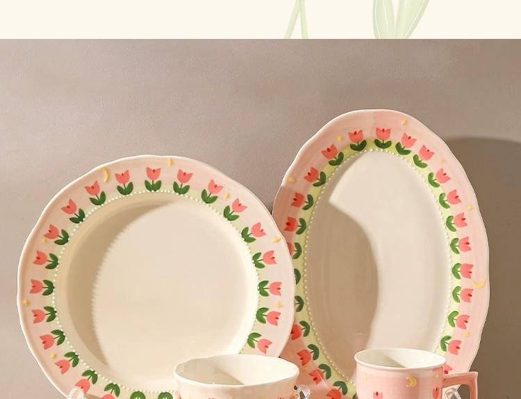 Kawa Simaya - Keramiek bord / kom / mok met bloemenprint (diverse ontwerpen)