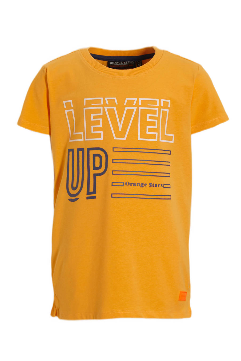 Orange Stars T-shirt Preston met printopdruk geel