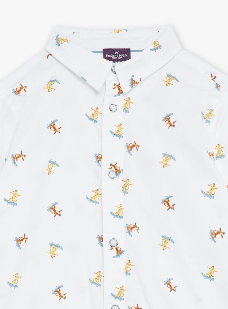 Chemise blanche à imprimé tigre skateur