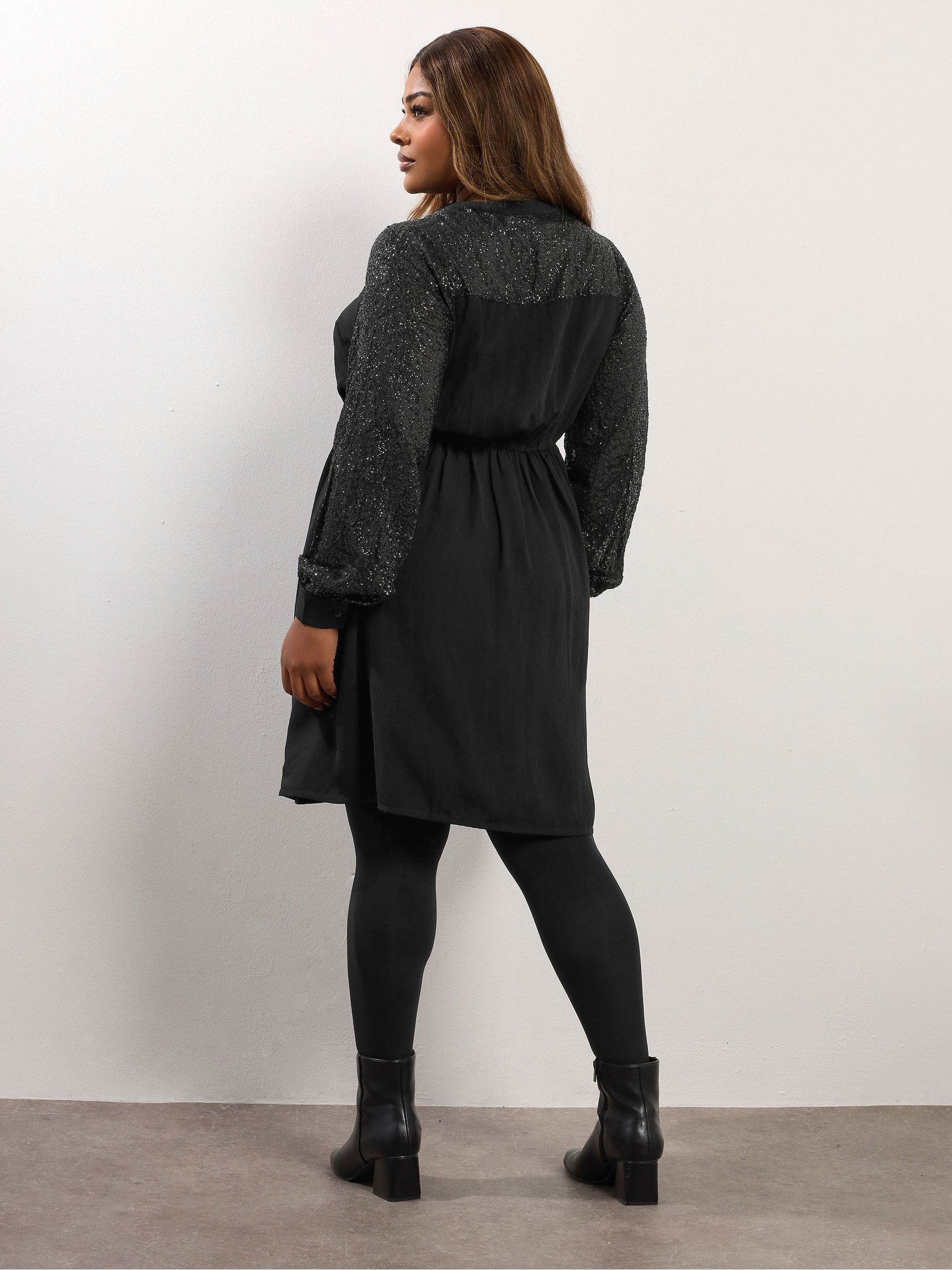 Yours Curve Party Sequin Notchneck Dress