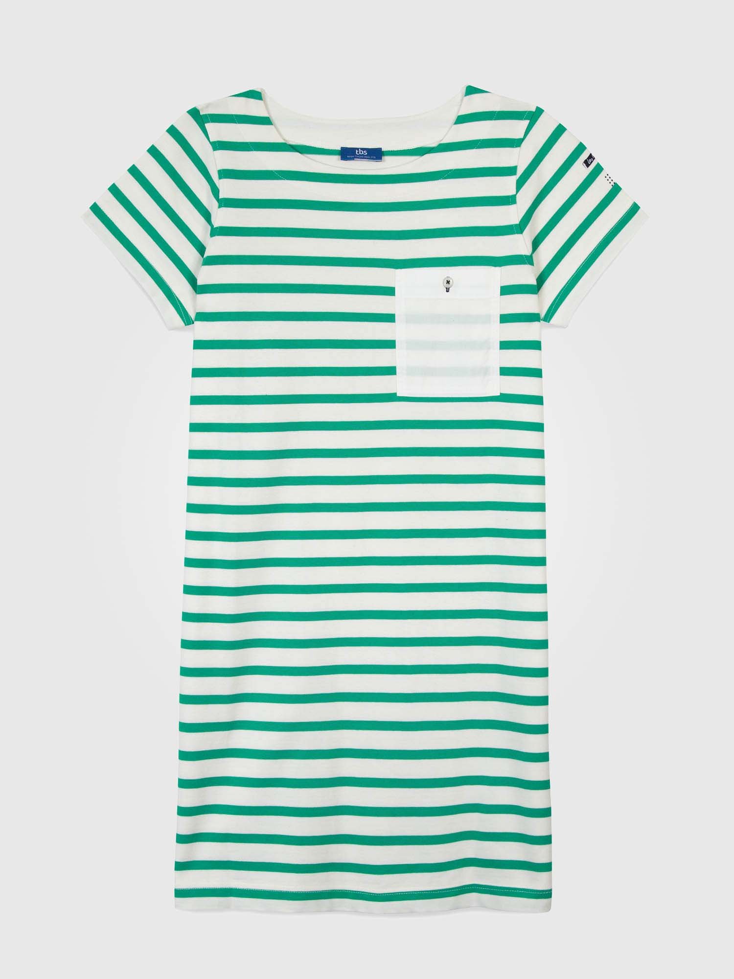 Robe Femme Coton Marinière Blanc et Vert
