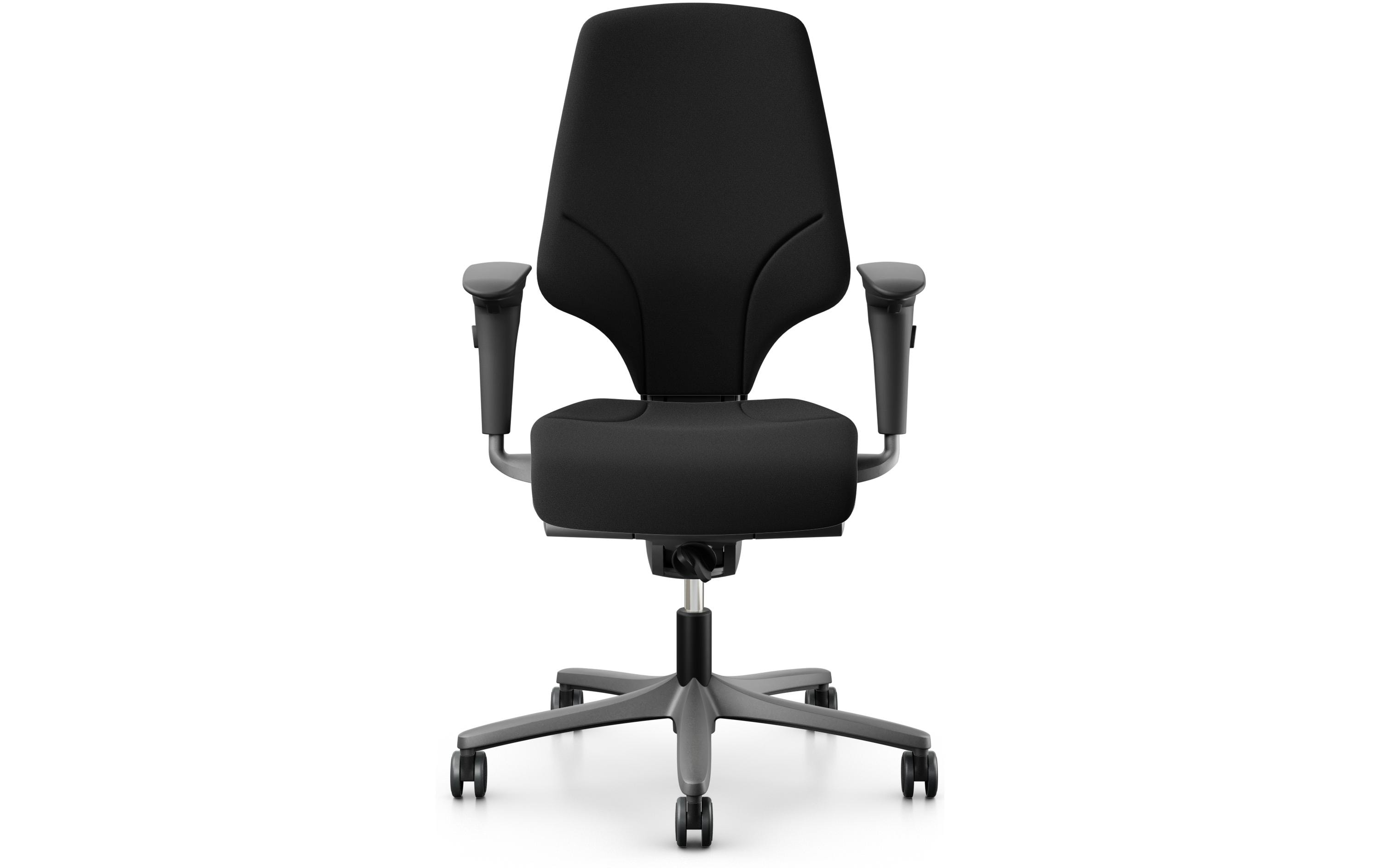 Bürostuhl 64 mit Polsterrücken und Armlehnen, Schwarz<br>Klassischer Arbeitsstuhl ideal für aktives Sitzen