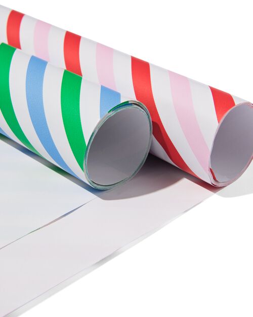 3 rouleaux de papier cadeau 200x50 rayures