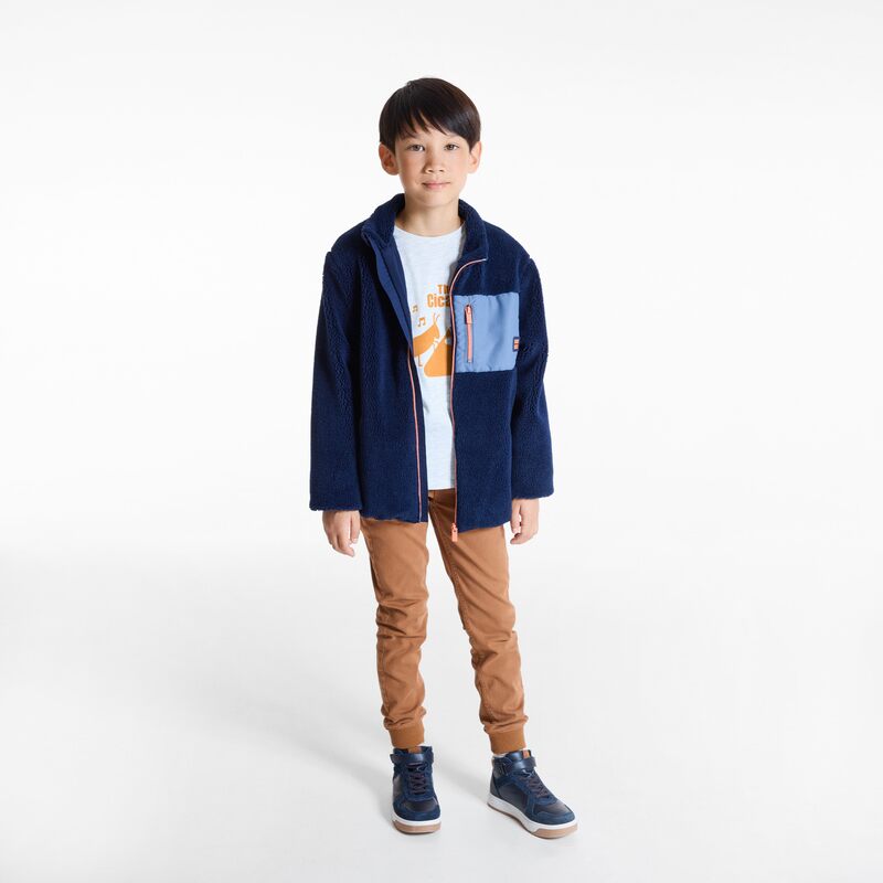 Veste polaire Sherpa manches longues marine garçon