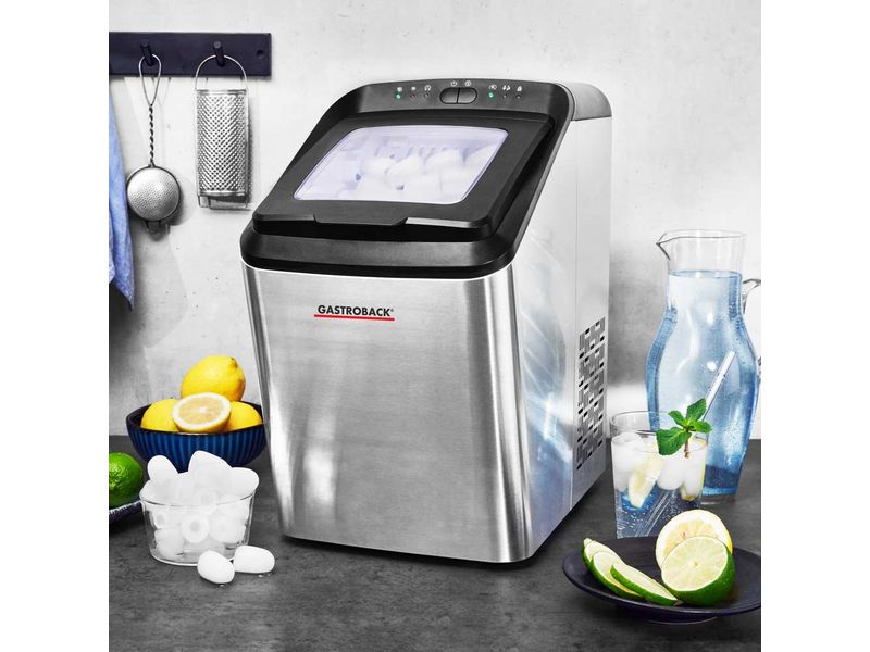 Gastroback Eiswürfelmaschine Bartender Pro 15 kg/24h Eiswürfelbereiter mit grossem Sichtfenster