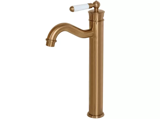 Leeds mitigeur lavabo rétro haut cuivre brossé - Essebagno