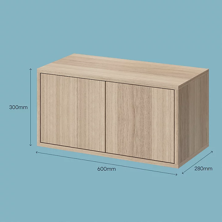 Étagère murale rectangulaire avec portes GoodHome Rigga effet chêne L. 60 cm