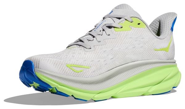 Chaussures Running Hoka Clifton 9 Gris/Vert/Bleu Homme