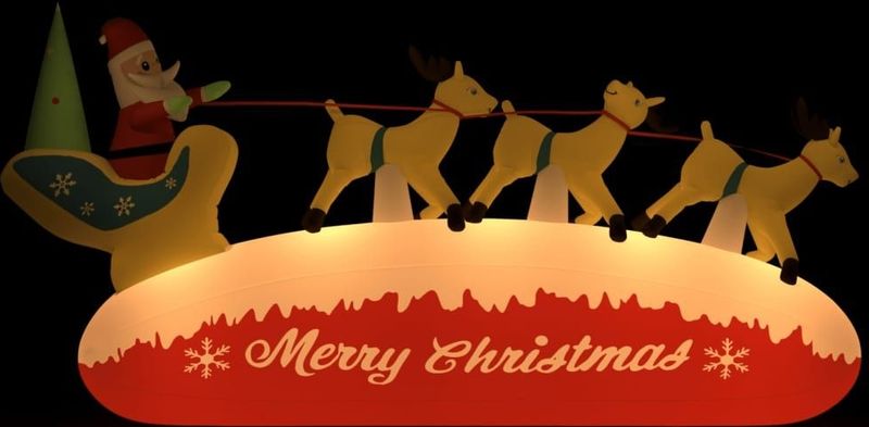 vidaXL - Kerstman en Rendieren - Opblaasbaar - Meerkleurig - Oxfordstof - LED Verlichting