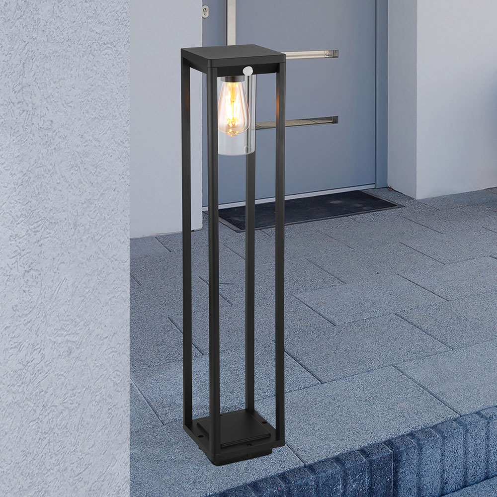 Stehleuchte, Bewegungsmelder, ALU-Gestell, schwarz, H 80 cm