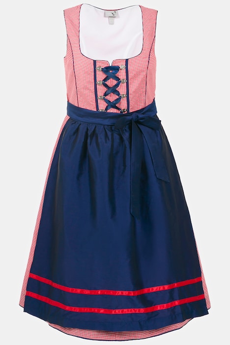 Dirndl, Karo, Schnürung, Carree-Ausschnitt, ärmellos
