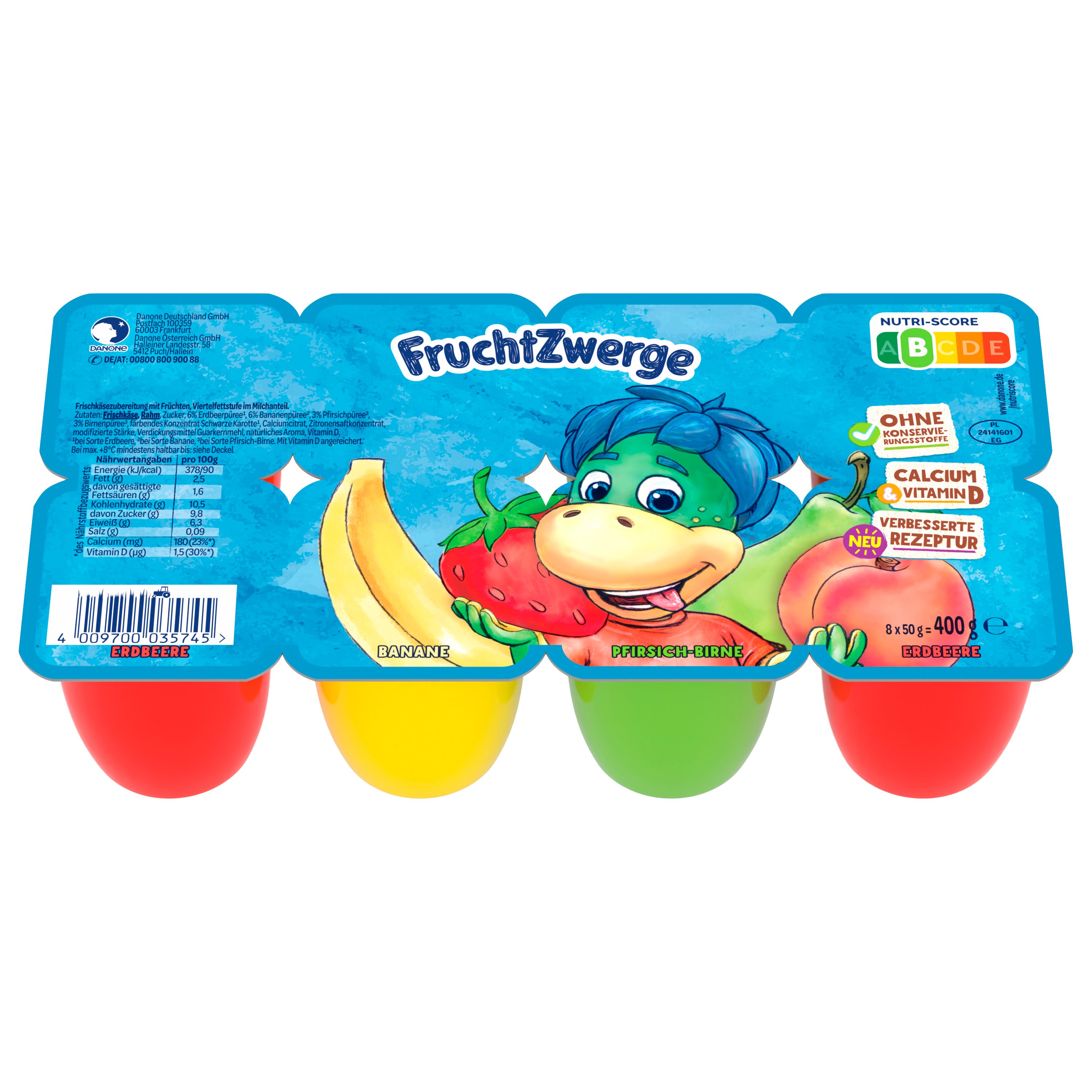 Danone Fruchtzwerge Banane Erdbeer Pfrisich-Birne