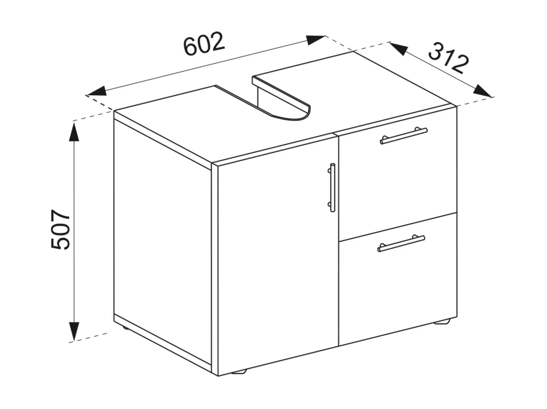 Armoire de salle de bain en bois Flandu Tiroir