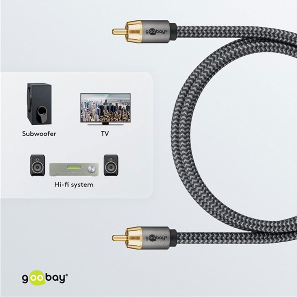 (2m) Mono Stereo-Cinch Audiokabel (65296) - Sharkskin Grey