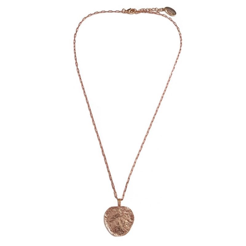 Collier chaîne ronde classique en plaqué or rose avec médaille - Bijou de créateur