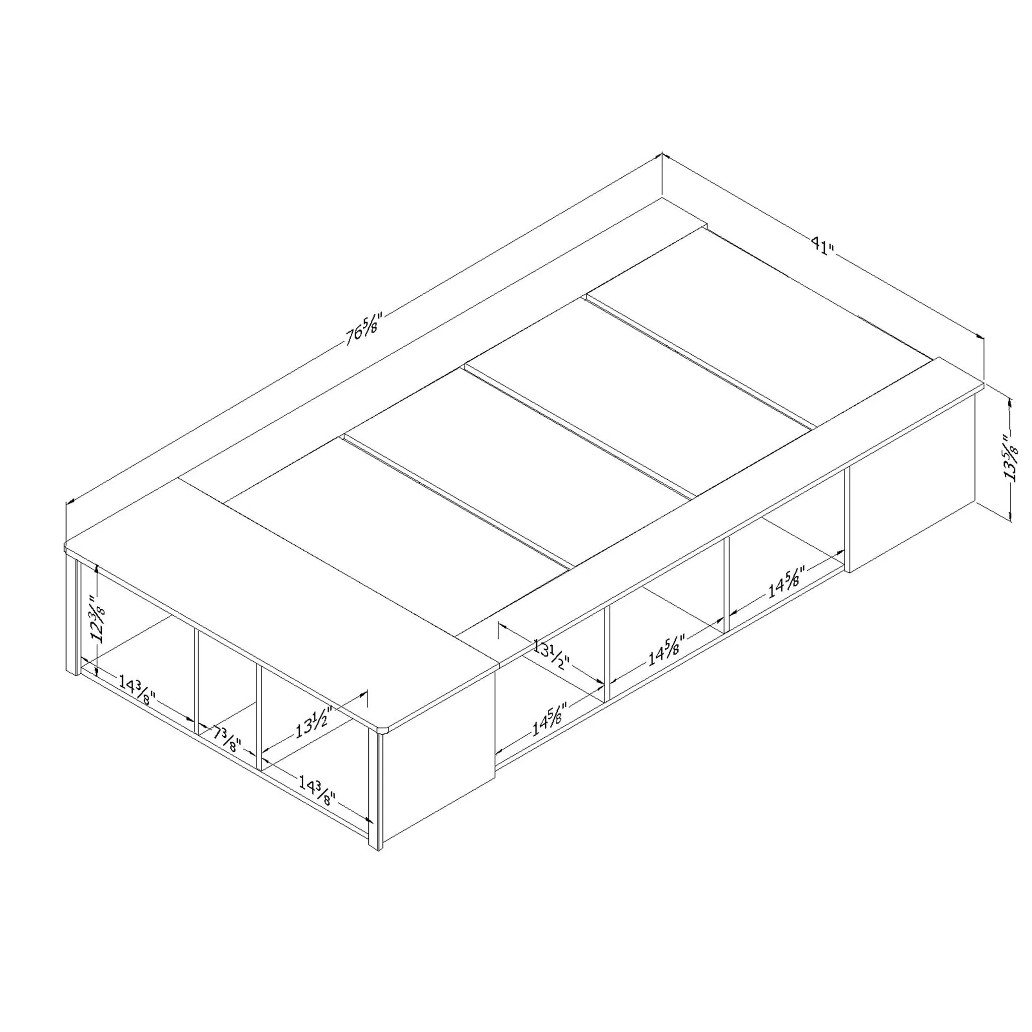 South Shore Lit Plateforme Simple avec Paniers Flexible - Blanc Solide