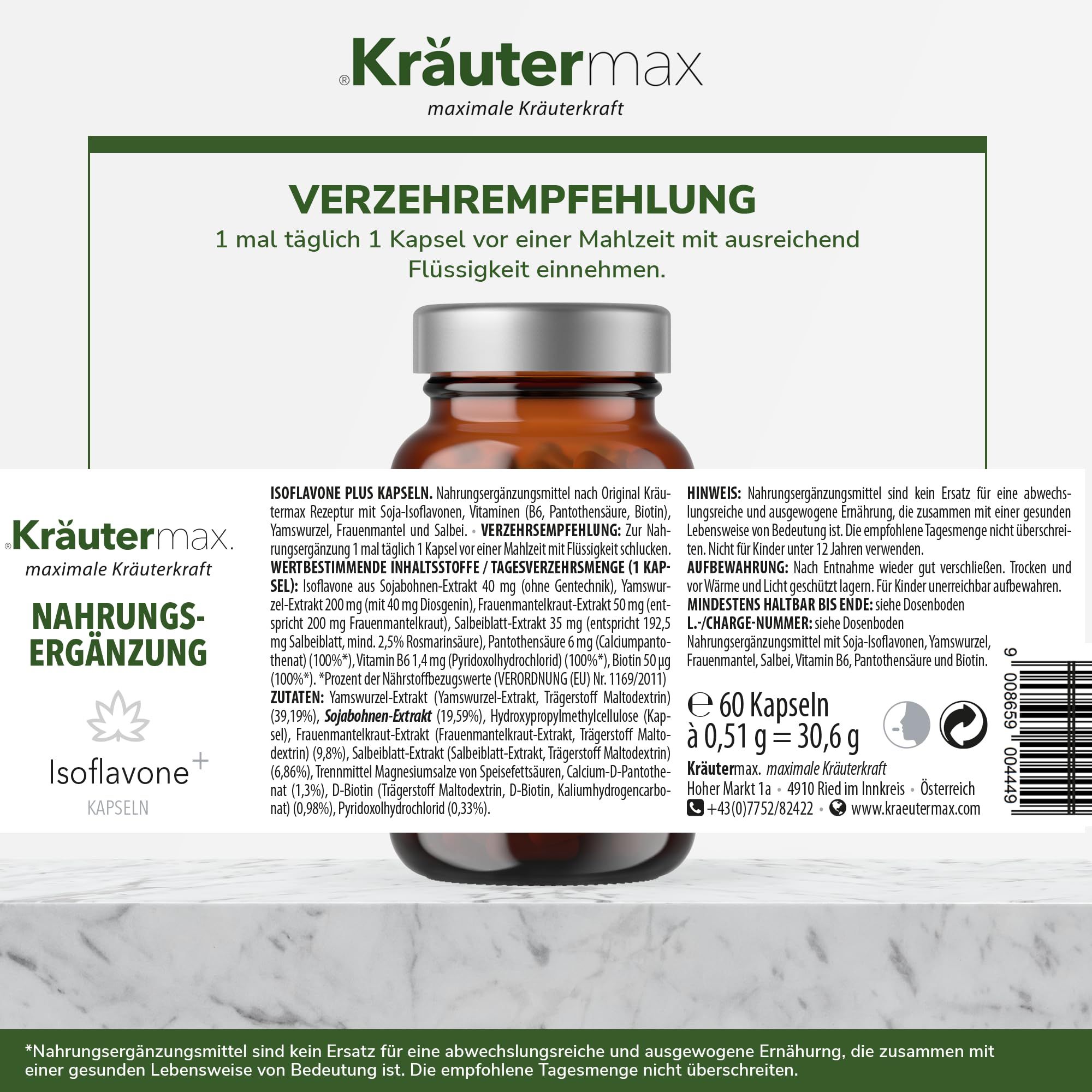 Kräutermax Isoflavone plus Frauenmantel, Salbei Kapseln