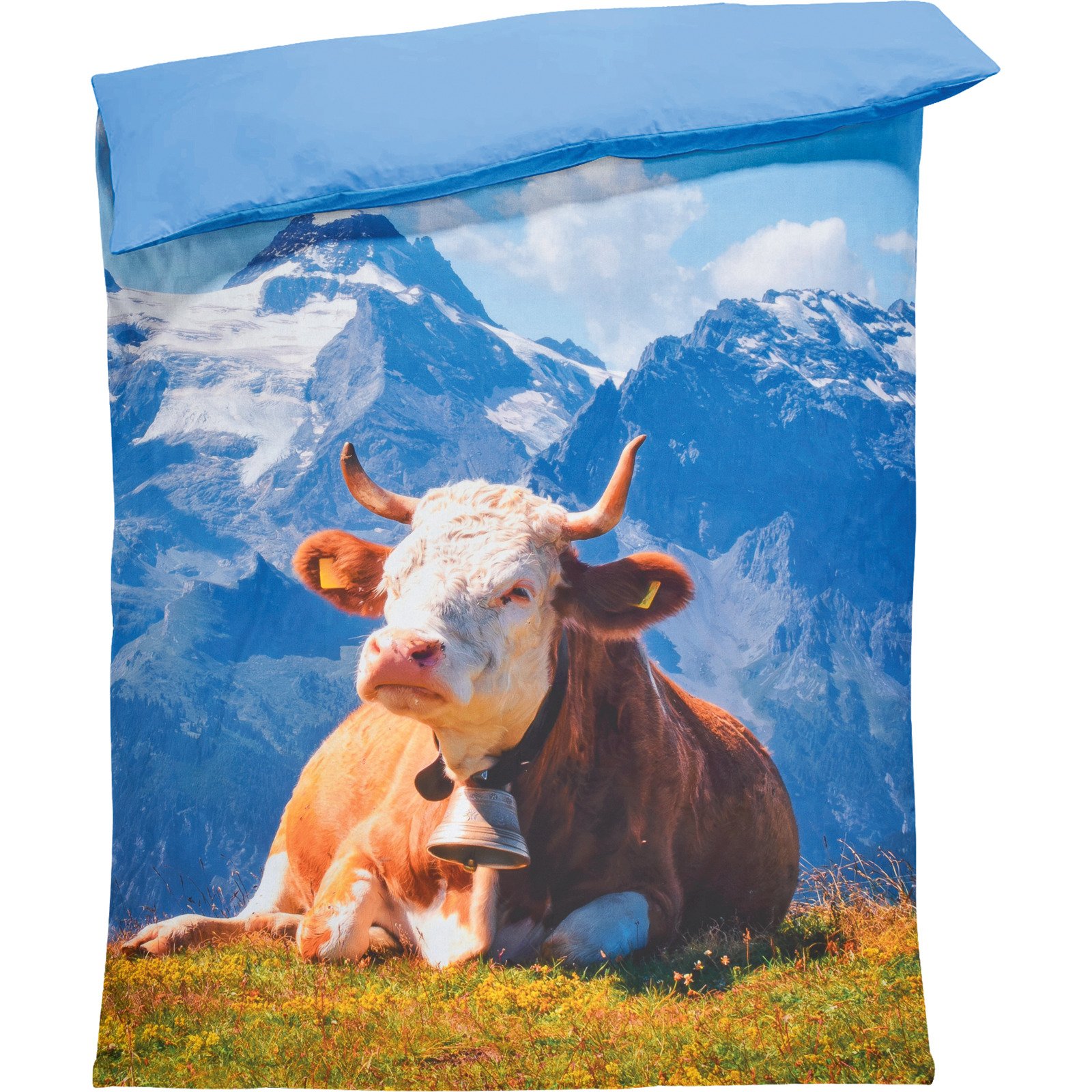 Bettwäsche Renforcé Kuhwiese blau 160x210 65x100 Bettanzug Nord