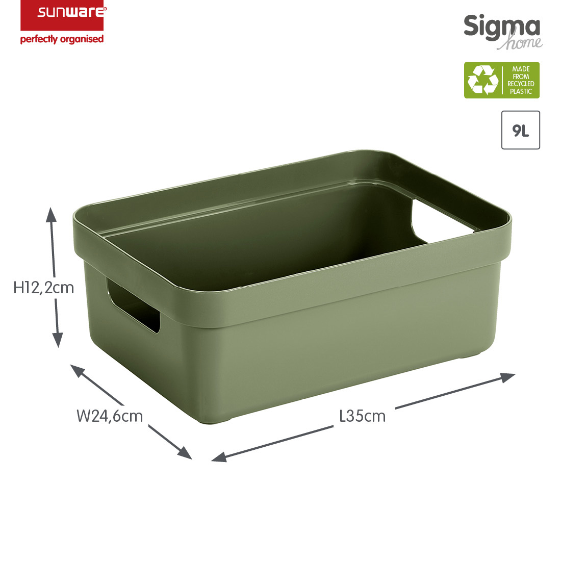 Sunware Sigma home 9 liter Green opbergbox - Set van 6