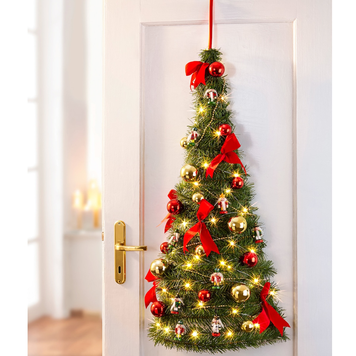 viva domo - Künstlicher Pop-up-Weihnachtsbaum mit LED-Beleuchtung, geschmückt, 90 cm