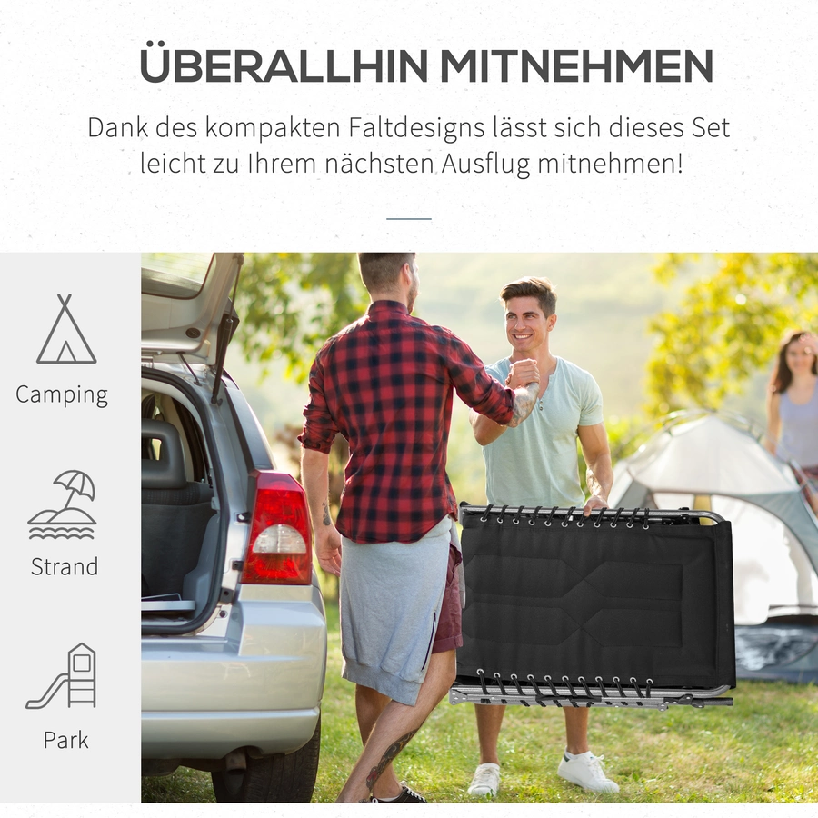 Outsunny Liegestuhl mit Kissen schwarz