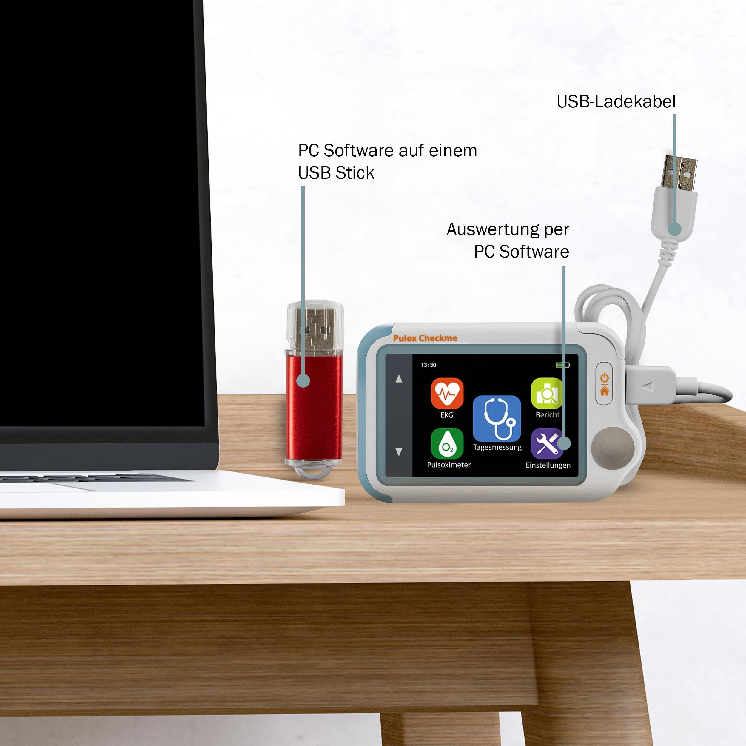 Pulox - Checkme Lite - Tragbarer Vitalcheck EKG Monitor mit Pulsoximeter