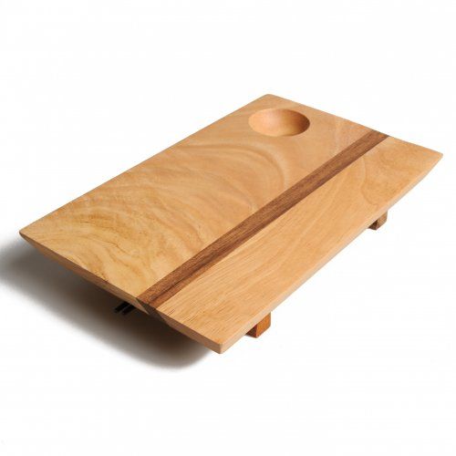 Sushiplankje met eetstokjes, rubberhout, 25 x 15,5 cm