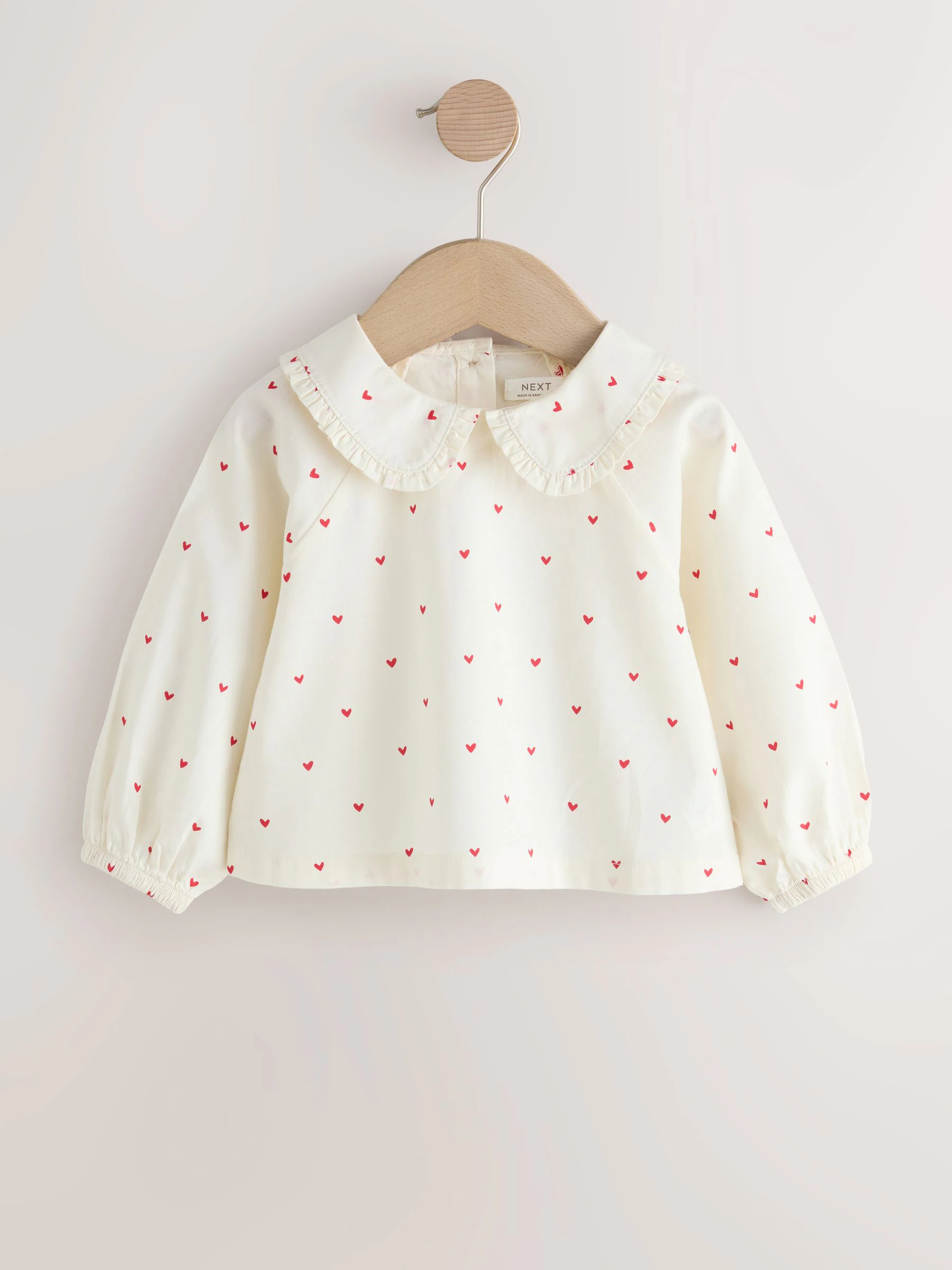 Donkerblauw denim - Set van bretelbroeken en blouse met hartjesprint (3mnd-7jr)